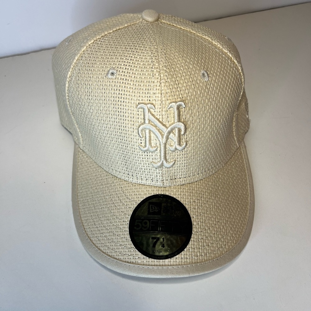 NY Mets New Era 59Fifty Paper Straw BB Cap
